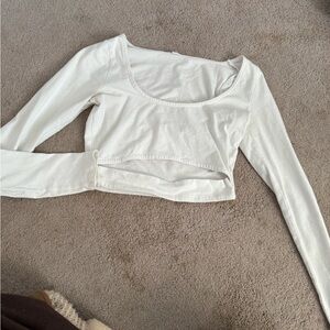 Garage White Long Sleeve Crop Top